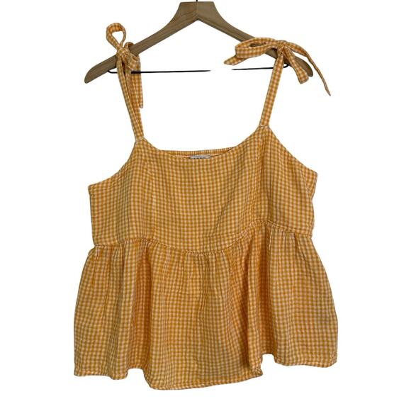 Old Navy‎ Gingham Tank Tops Women’s Sz L 2 Blue Orange Milkmaid Cottagecore - Picture 2 of 10